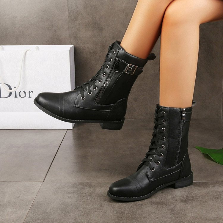 ODETTE | LACE-UP BUCKLE BOOTS