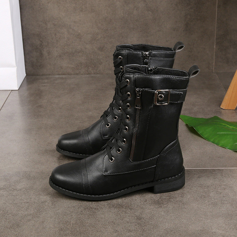 ODETTE | LACE-UP BUCKLE BOOTS