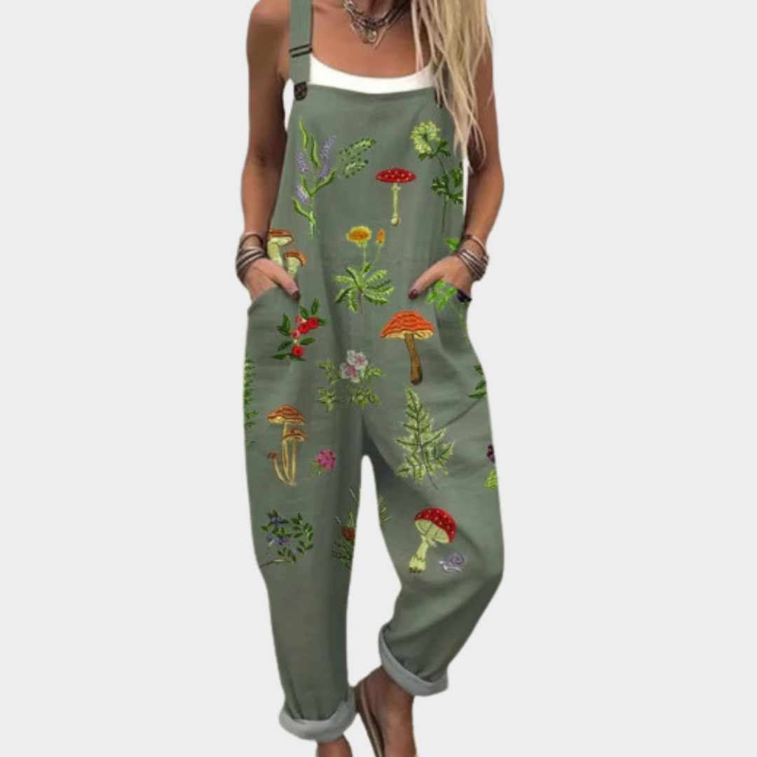 Comfortable Print Dungarees