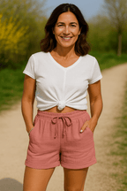 Relaxed Linen Shorts with Drawstring Waist and Side Pockets