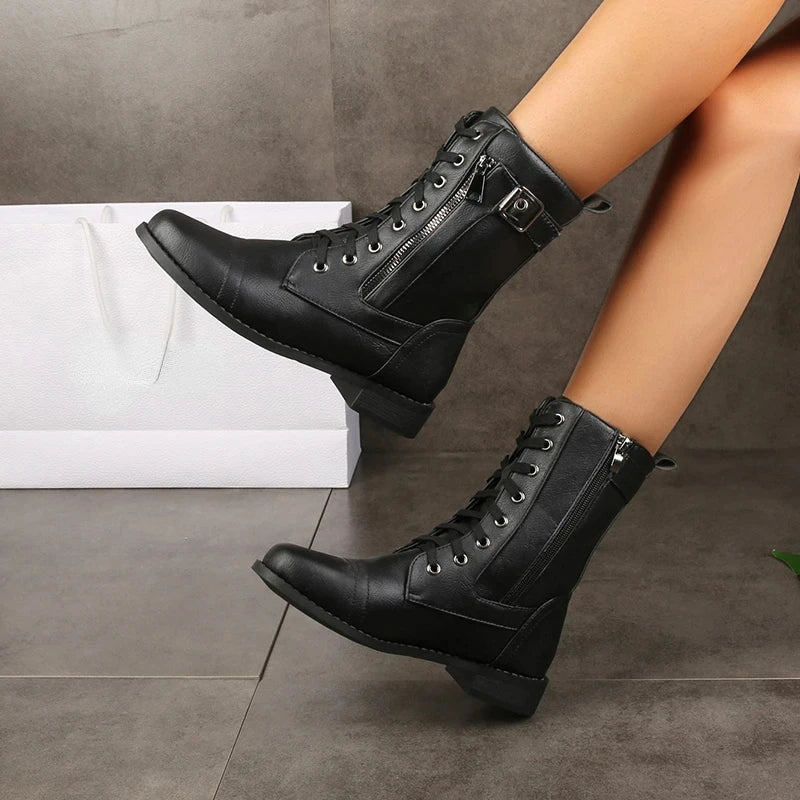 ARABELLA | LACE-UP BOOTS WITH SIDE ZIP