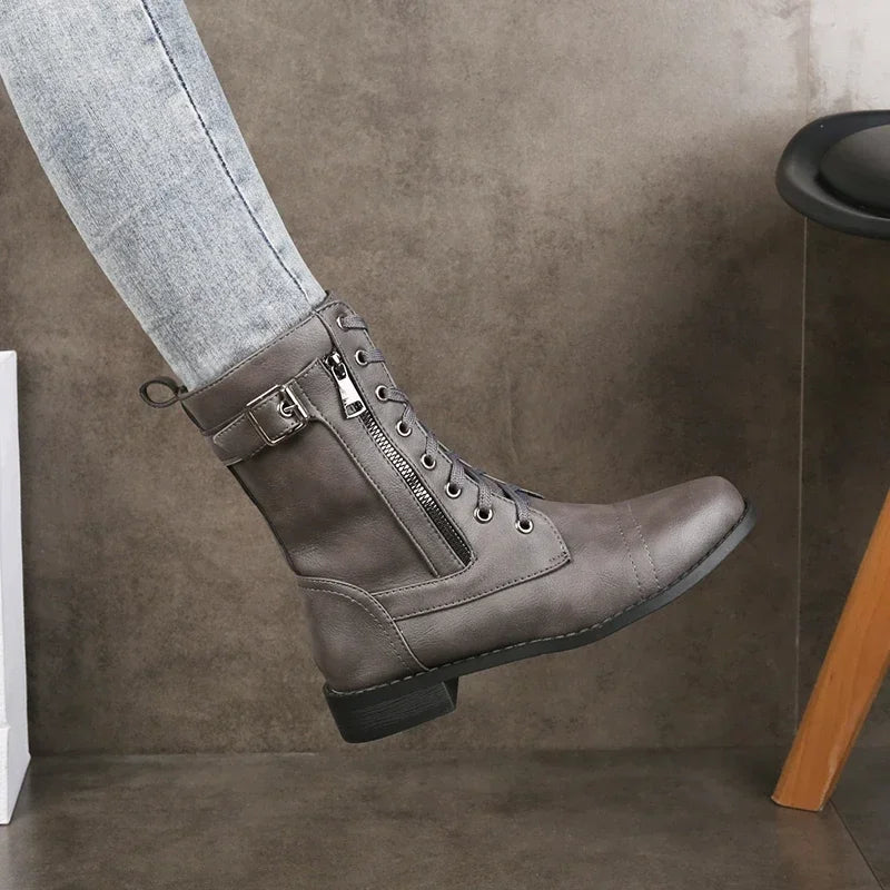 ARABELLA | LACE-UP BOOTS WITH SIDE ZIP