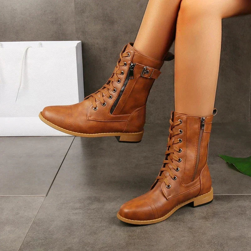 ARABELLA | LACE-UP BOOTS WITH SIDE ZIP