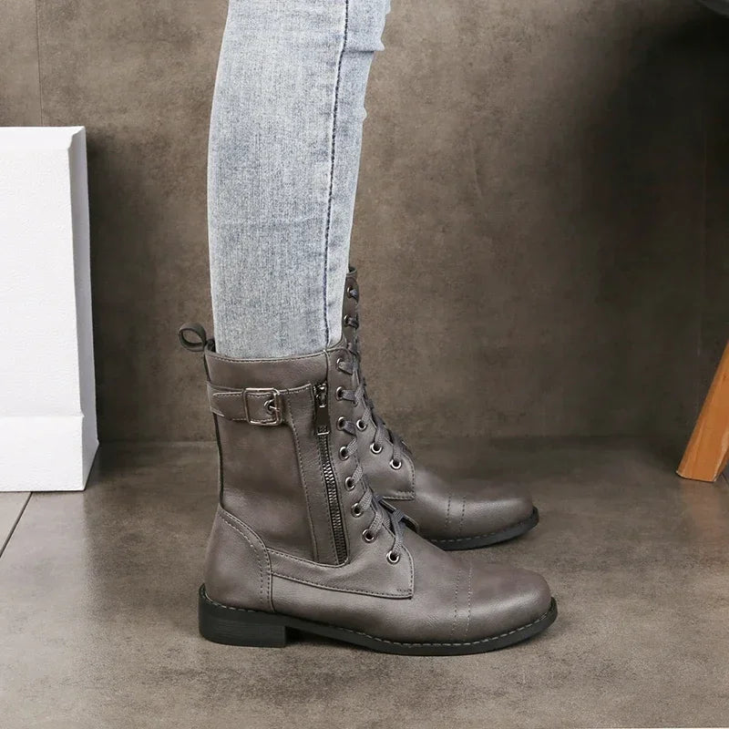 ARABELLA | LACE-UP BOOTS WITH SIDE ZIP