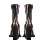 URSULA | CROC-EFFECT WESTERN ANKLE BOOTS