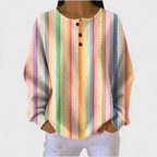 Sara | Jumper with Colourful Striped Pattern and Button Placket