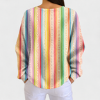 Sara | Jumper with Colourful Striped Pattern and Button Placket