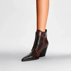 IONA | CROC-EFFECT BUCKLE ANKLE BOOTS