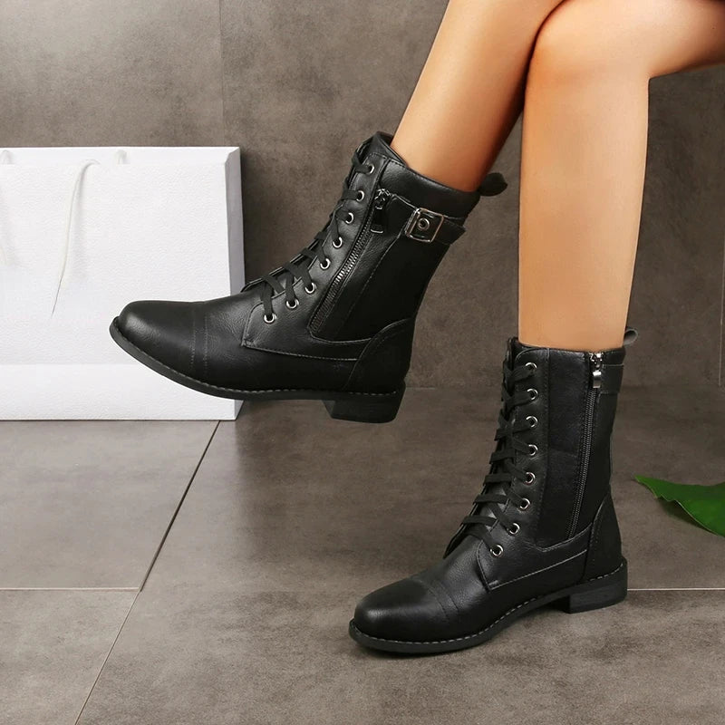 ARABELLA | LACE-UP BOOTS WITH SIDE ZIP