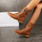 ARABELLA | LACE-UP BOOTS WITH SIDE ZIP