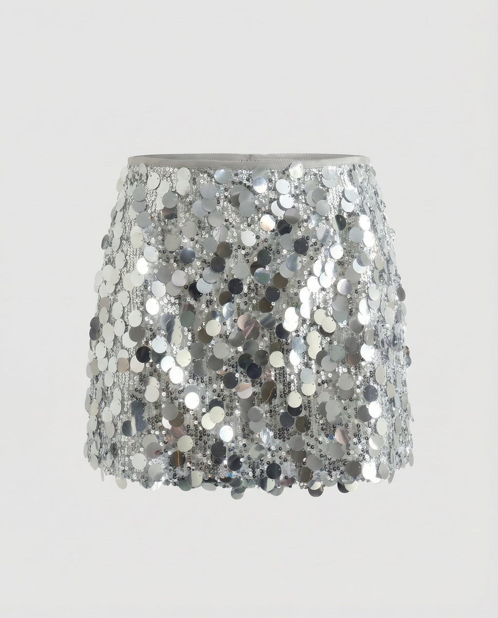 Sequin Mini Skirt with Large Disc Embellishment