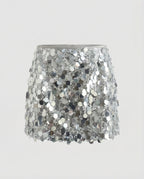 Sequin Mini Skirt with Large Disc Embellishment