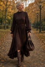 Isla | Suede Midi Dress with Tie Waist