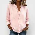 Sadie | Blouse with Ruffles, V-Neck and Long Sleeves