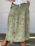 Ladies' Floral Maxi Skirt with Pockets