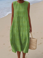 Rose Embroidered Midi Dress