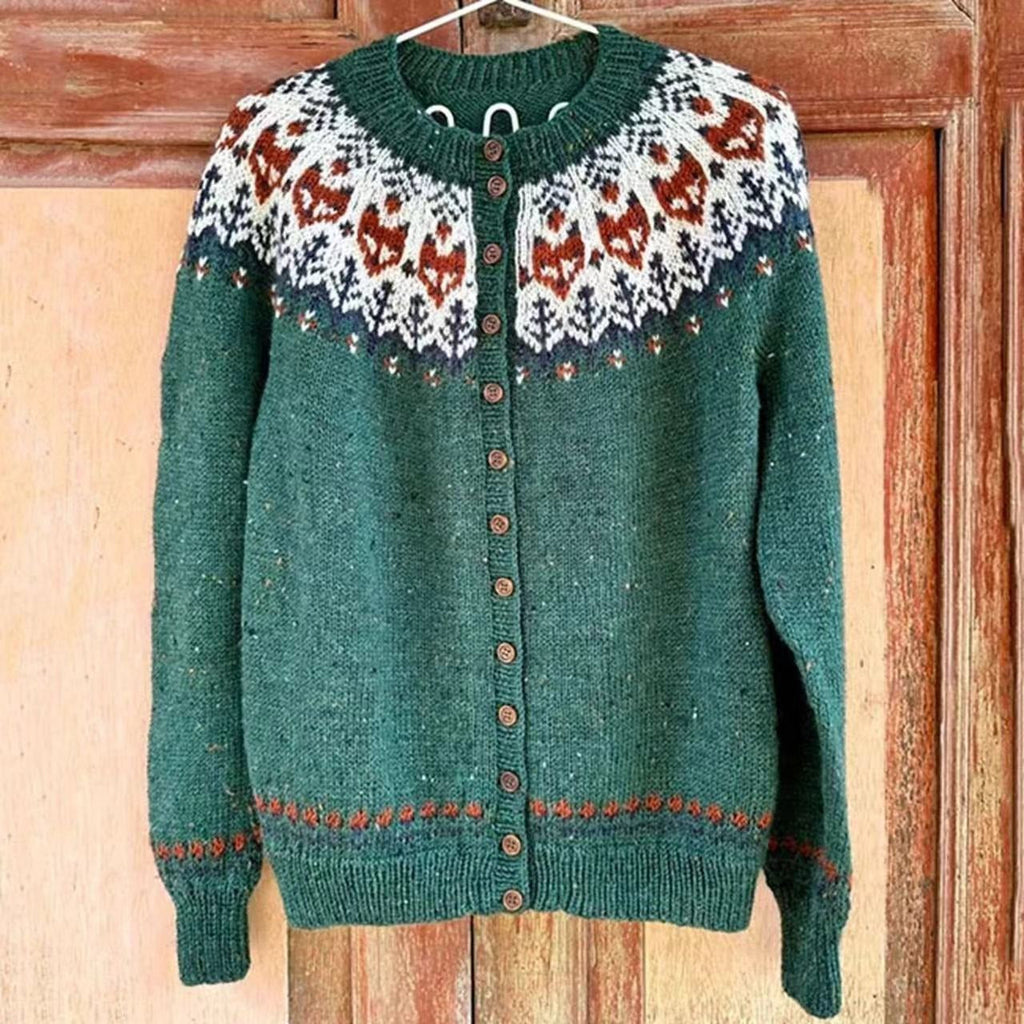 Isla | Teal and Cream Icelandic Cardigan