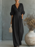 Maja | Elegant V-Neck High-Waisted Jumpsuit