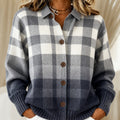 Agnes | Grey Ombré Check knitted jacket with Buttons