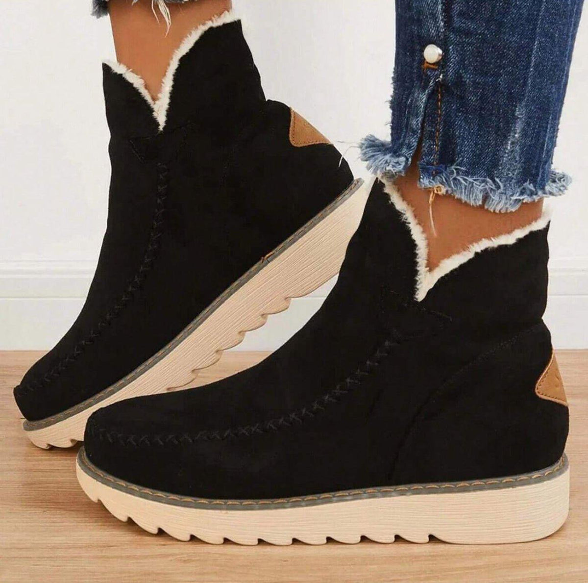 THEODORA | FLEECE-TRIM ANKLE BOOTS