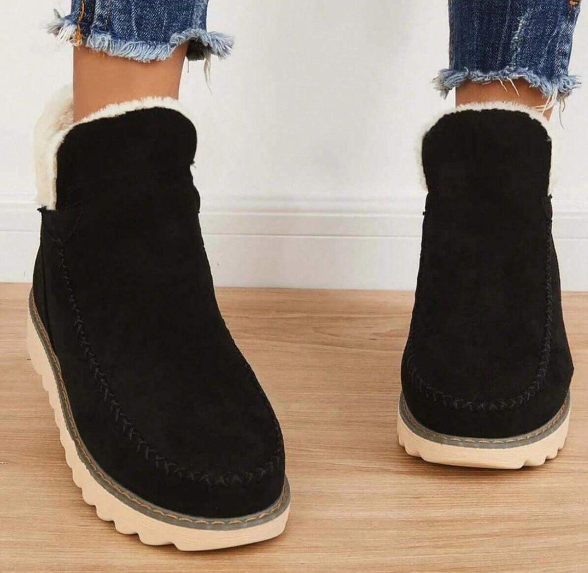 THEODORA | FLEECE-TRIM ANKLE BOOTS