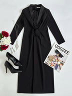 Kara | Long-Sleeve Deep V-Neck Maxi Dress