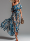 Selvaggia | Leopard Print Off-Shoulder Maxi Dress