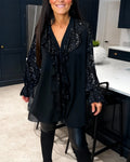 Loose Solid Colour Blouses with Ruffles