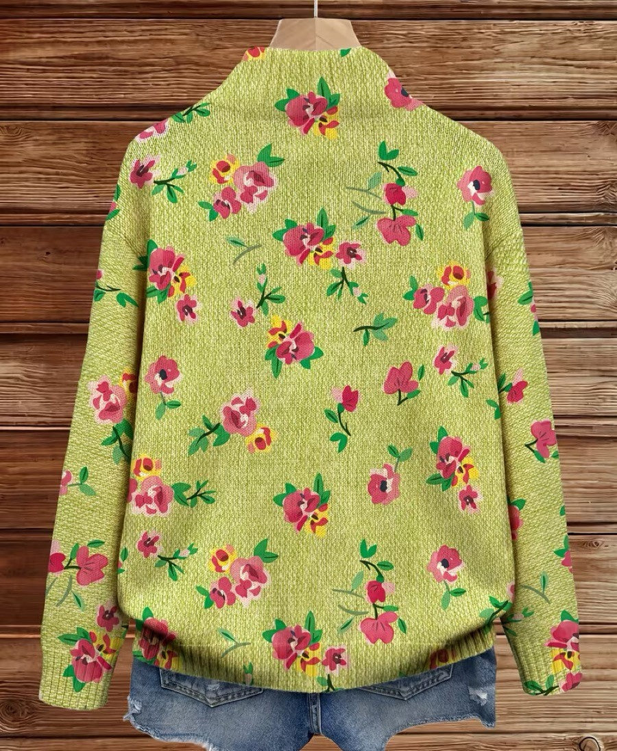 Lauren | Pink & Lime Floral Zip-Up Cardigan