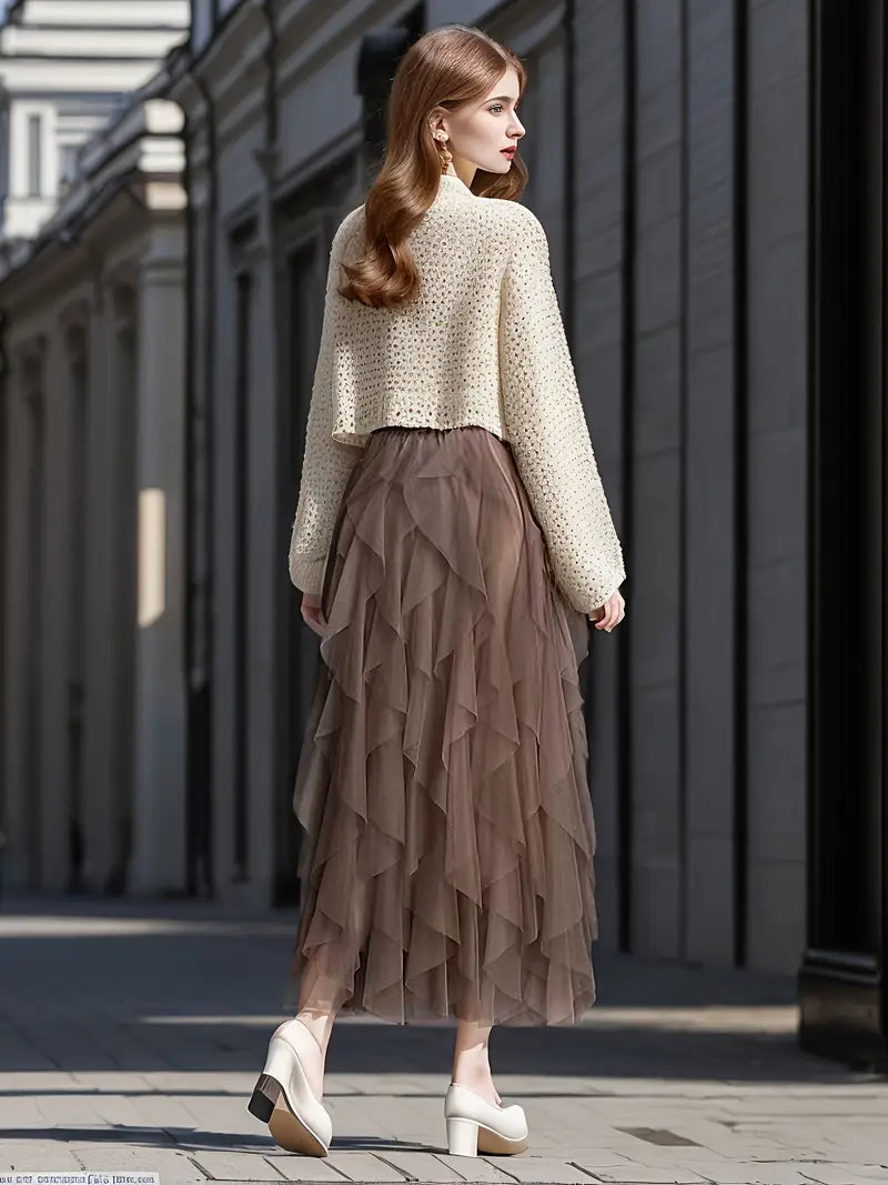 Cecil | Stylish Mesh Layered Tutu Skirt