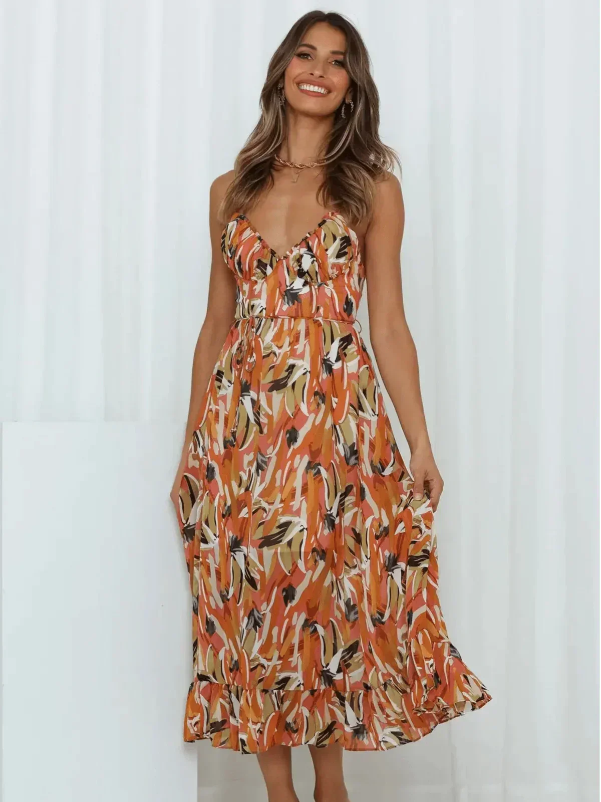 Chiara | Midi Dress in Painterly Colour