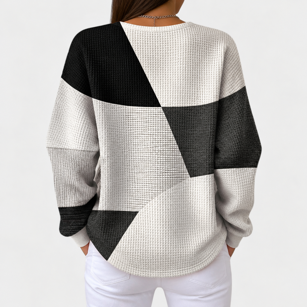 Ella | Black and White Colour-Block Jumper