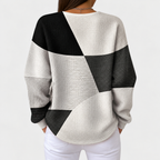 Ella | Black and White Colour-Block Jumper