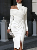 Petra | Evening Dress with High Collar & One Shoulder