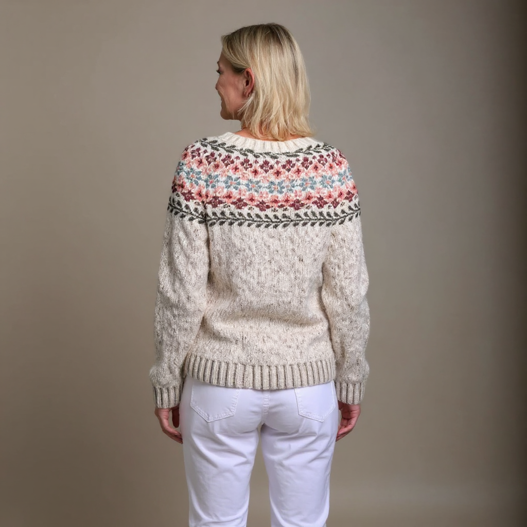 Adeline | Oatmeal Floral Icelandic Cardigan
