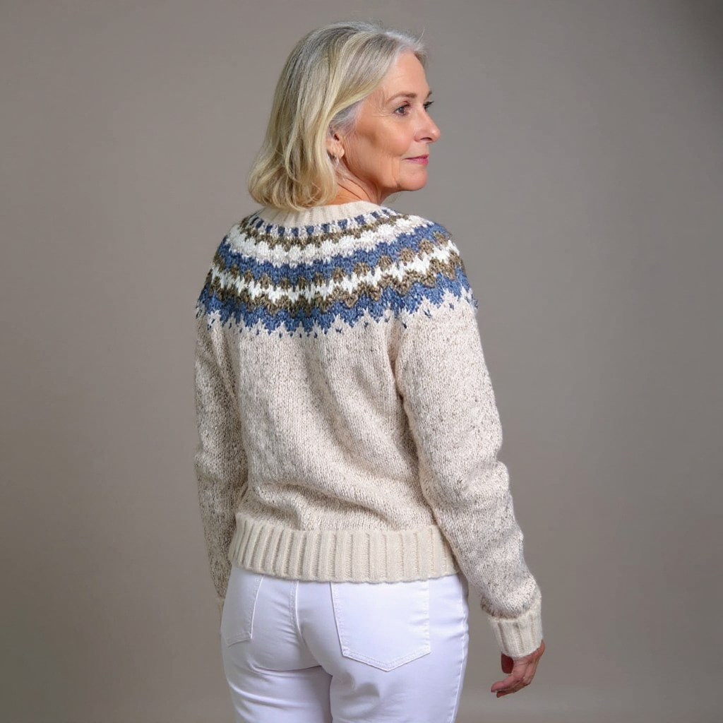 Penny | Oatmeal and Blue Icelandic Cardigan