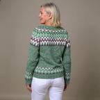 Delia | Green and Burgundy Icelandic Cardigan