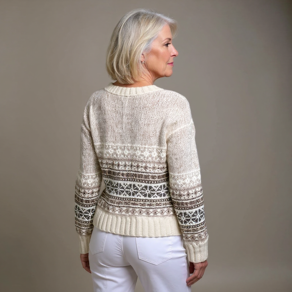 Ellie | Cream and Brown Icelandic Cardigan