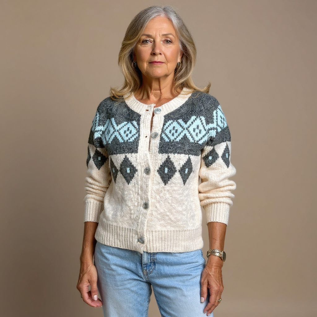 Nora | Cream and Charcoal Icelandic Cardigan