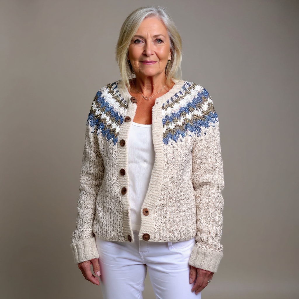 Penny | Oatmeal and Blue Icelandic Cardigan
