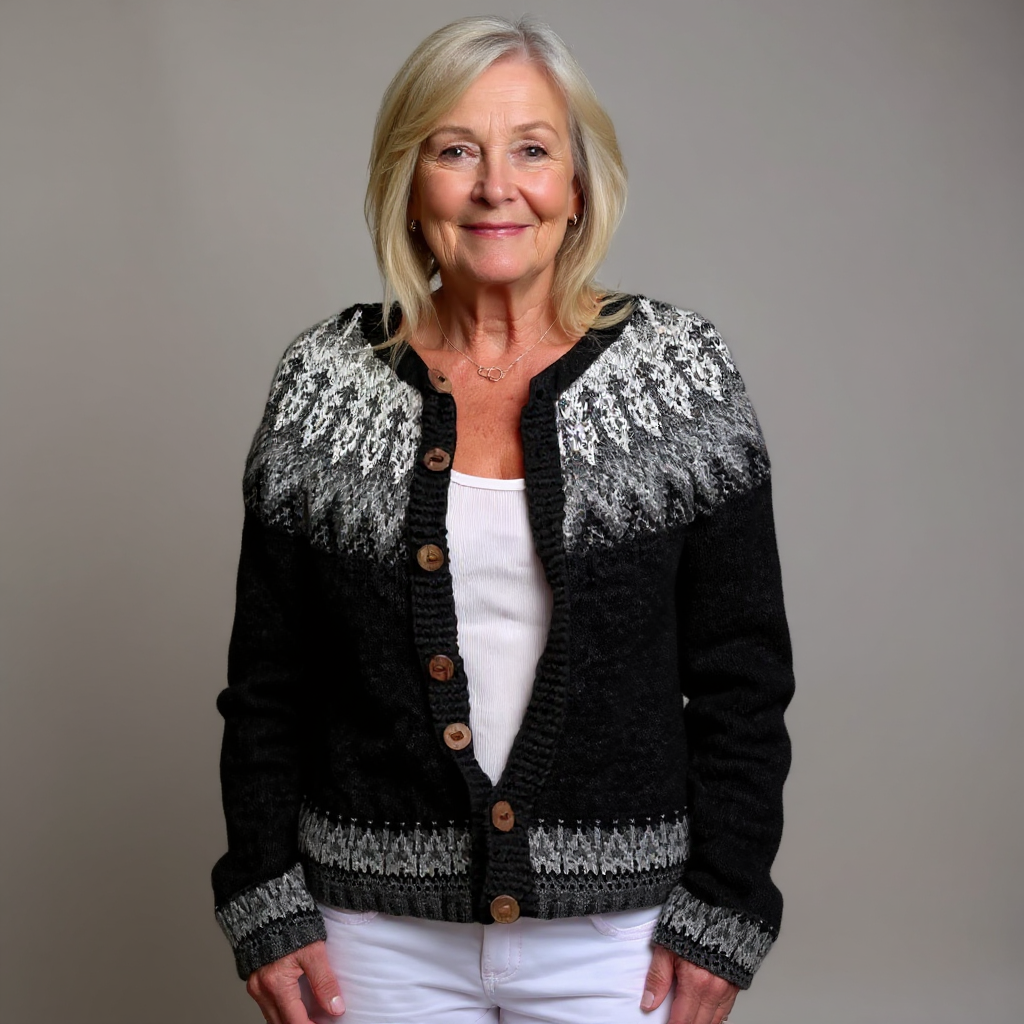 Neve | Black and White Icelandic Cardigan