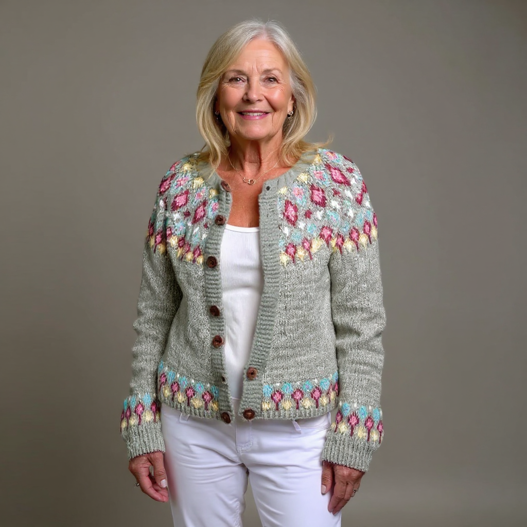 Madeline | Sage Green Floral Icelandic Cardigan