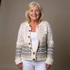 Ellie | Cream and Brown Icelandic Cardigan