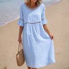 Hélène | Long Linen Dress with Tummy Tuck Effect