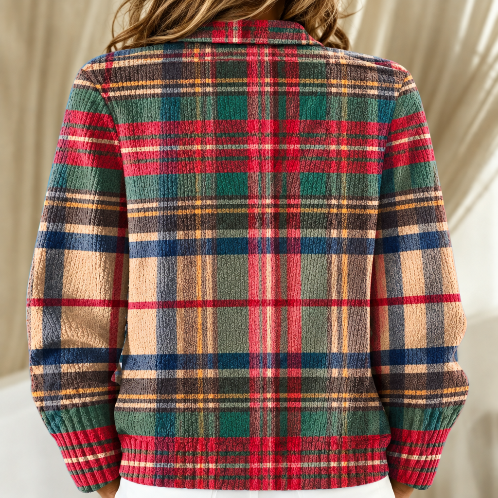 Gloria | Multicoloured Checked knitted jacket with Buttons
