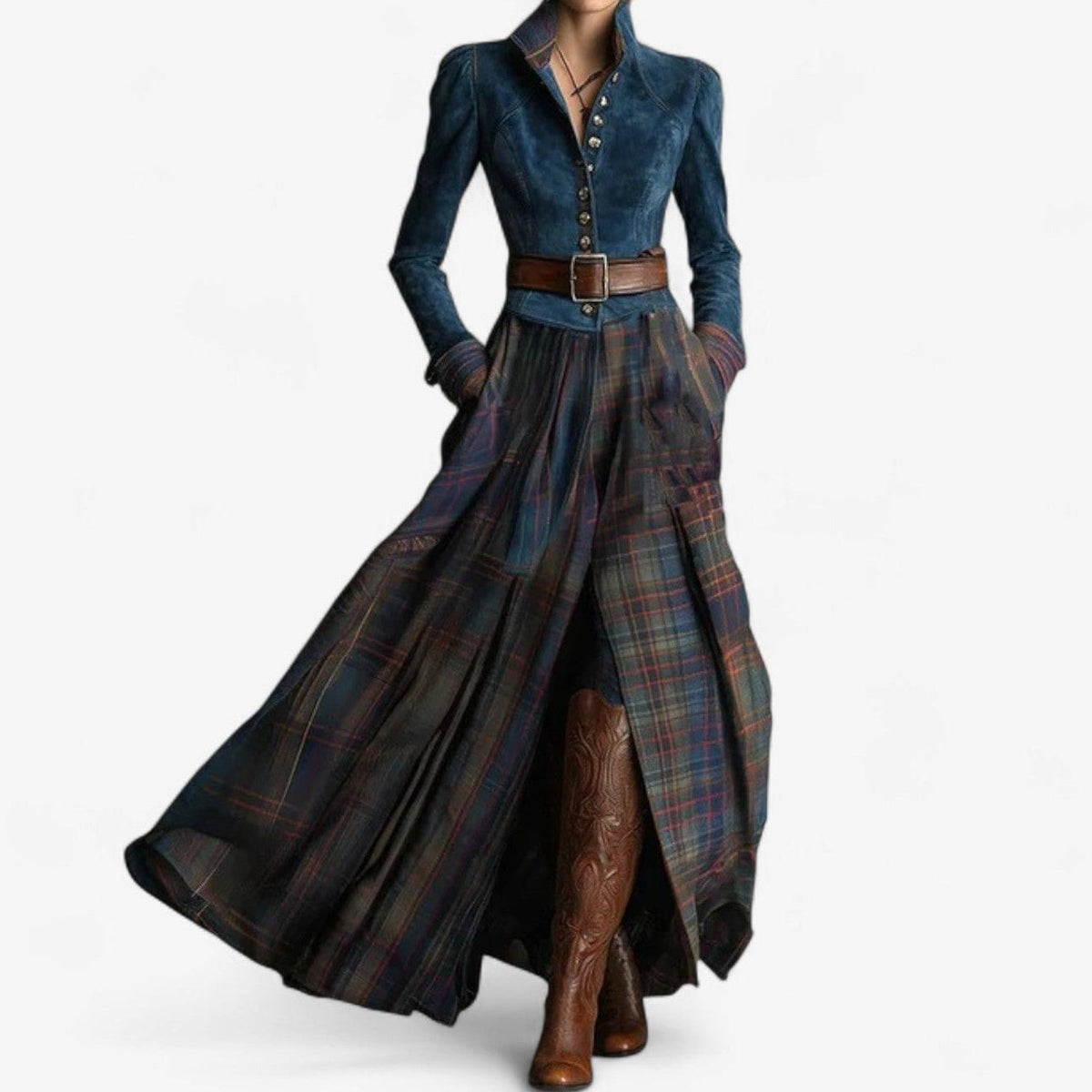 Fouziha | Elegant Belted Dress