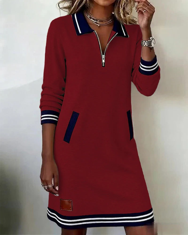 Chic Long Sleeve Cotton Dress