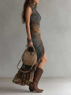 María | Asymmetric Retro-Print Maxi Dress