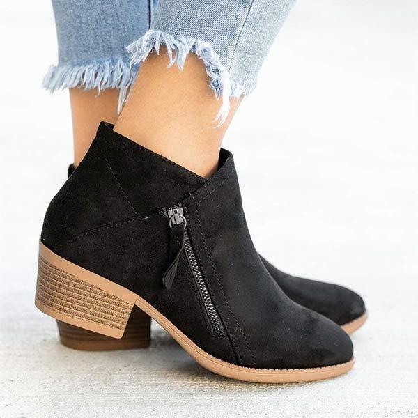 CECILY | SIDE-ZIP ANKLE BOOTS