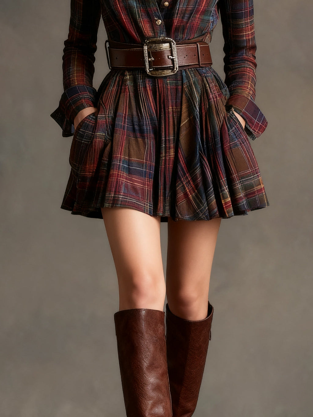 Magdalena | Elegant Short Check Dress